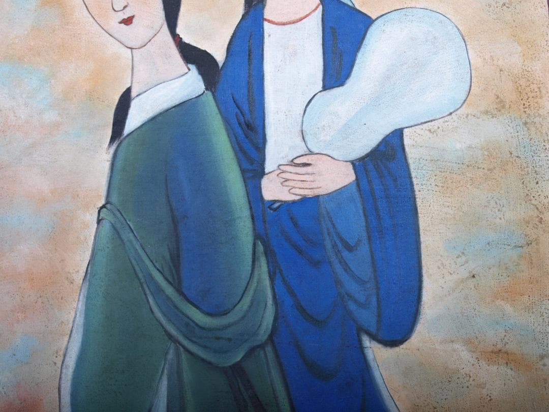 民間美术品　中国時代の油絵　名人？※激安骨董品 Z1340D3-1