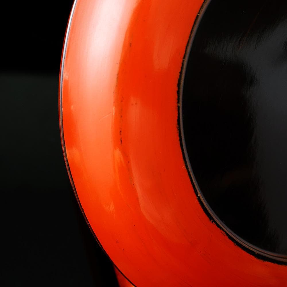 時代年代物 根来塗 丸盆 直径約25cm 時代箱 藍染 根来盆 煎茶盆 木製漆器