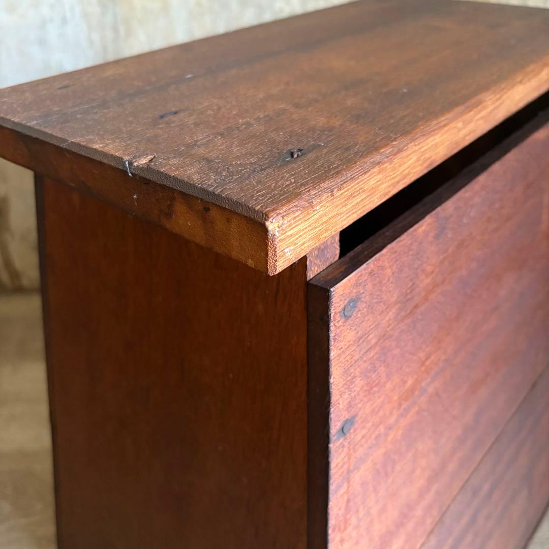 昭和レトロ　ヴィンテージ　木製踏み台　丸穴屑入　古道具　オイルフィニッシュ