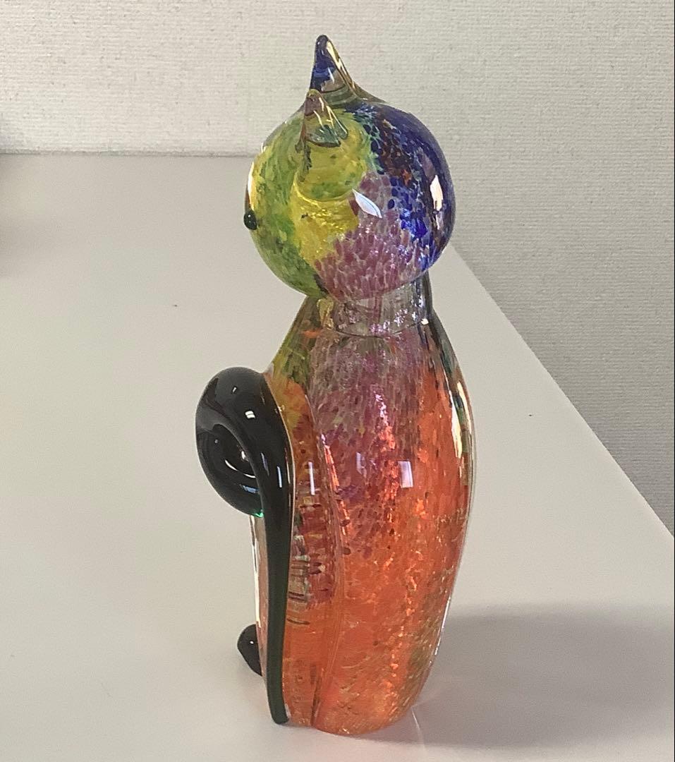 (美品)Murano glass ムラーノガラス　猫の置物職人サイン入り(底)