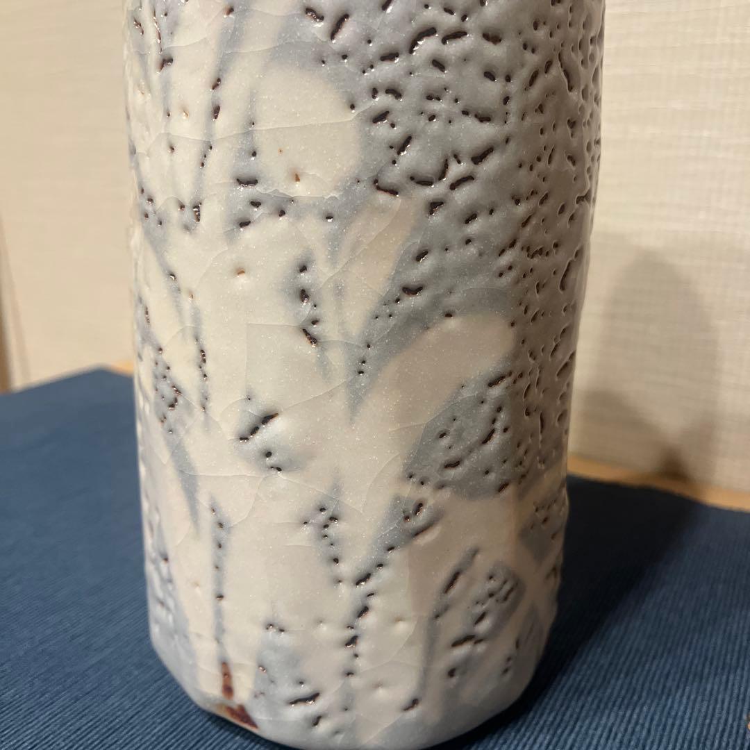 安藤日出武 仙人窯 志野焼 花器 花入 重要無形文化財保持者 共箱 共布