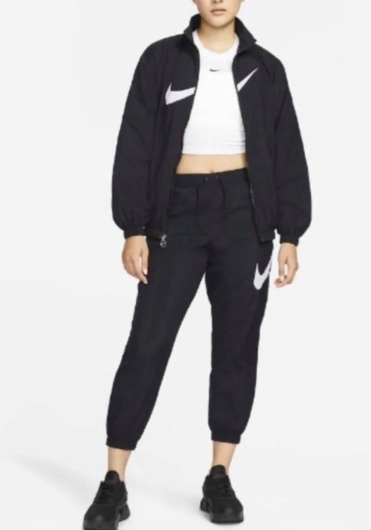 新品　ナイキ　レディース　ウィンドブレーカー　上下セットアップ　ブラック　黒　L