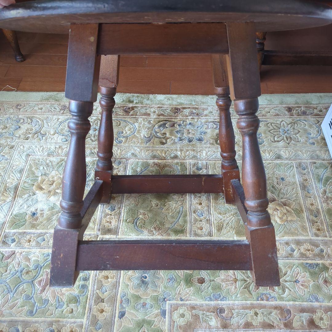 円形木製テーブル ダークブラウン