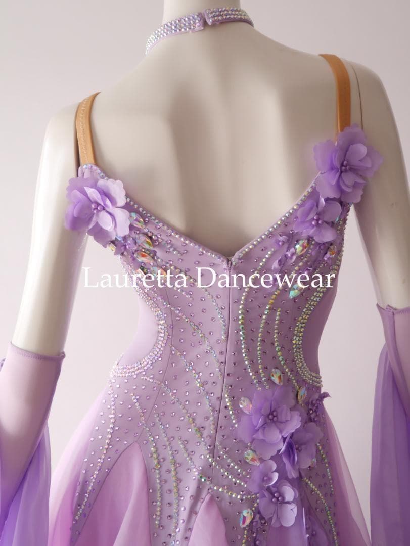 新品未使用 新作社交ダンスドレス スタンダード Ｍ 高級仕様 ラベンダー モダン