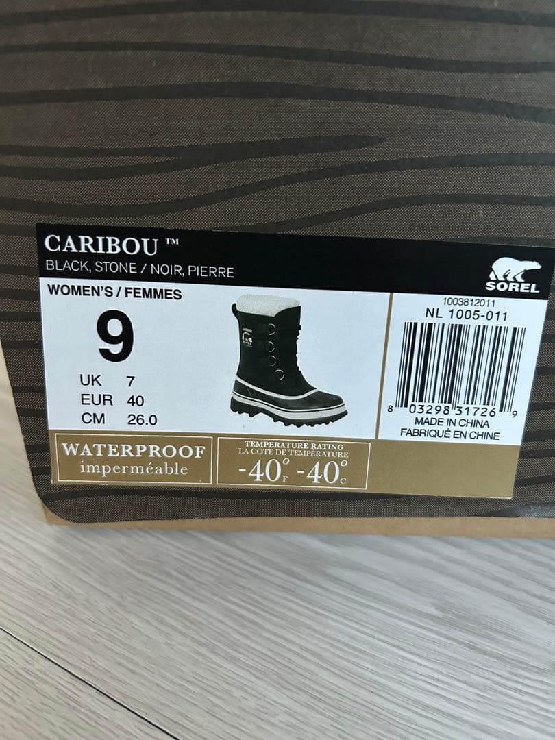 ☆美品☆スノーブーツ 26cm SOREL CARIBOU 防水 ブラック