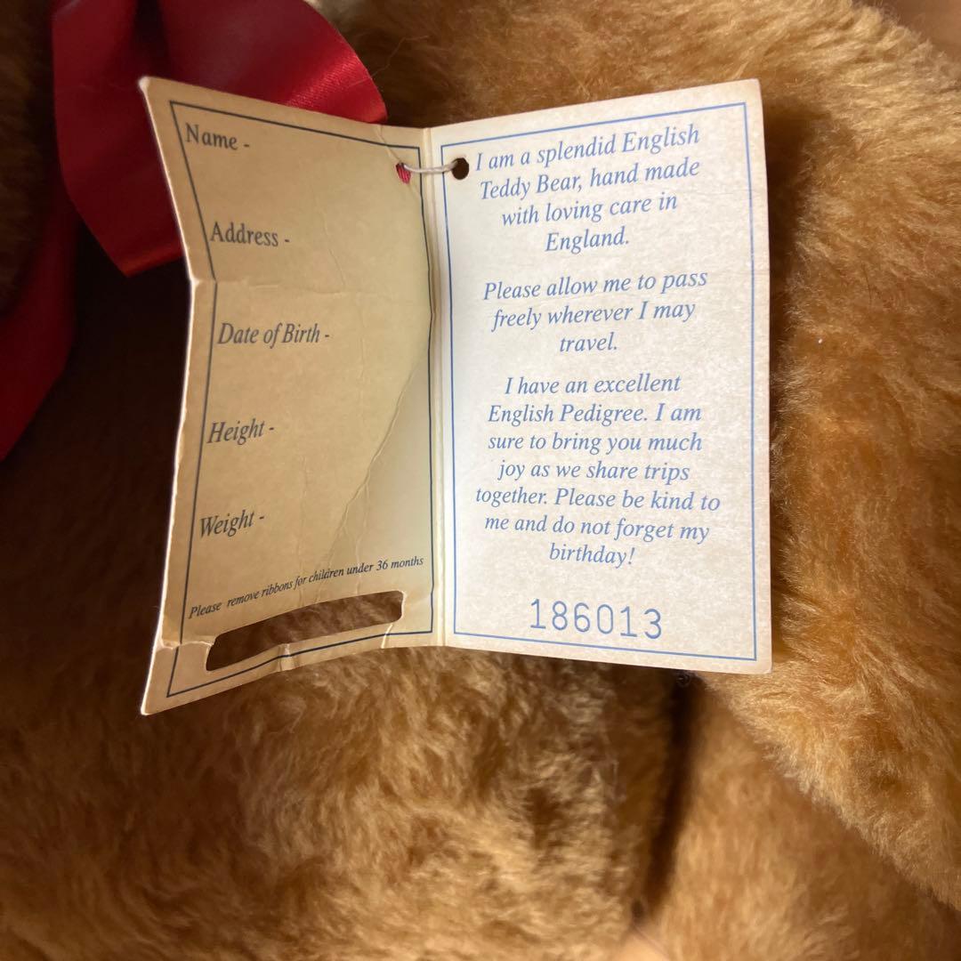 レア　イギリス製 アンティークテディベア　　80cm 可動可愛い