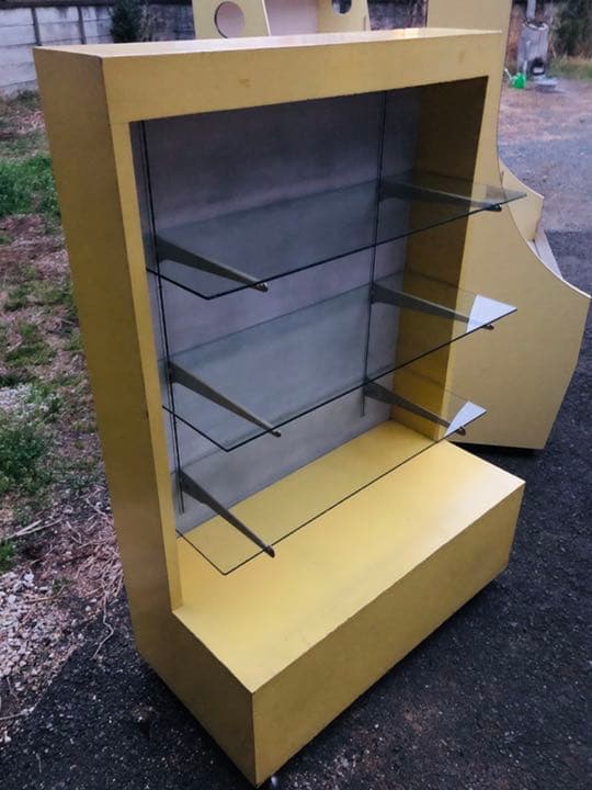 レア　業務用　イエロー　陳列棚　飾り棚　ミッドセンチュリー　昭和　レトロ　ポップ