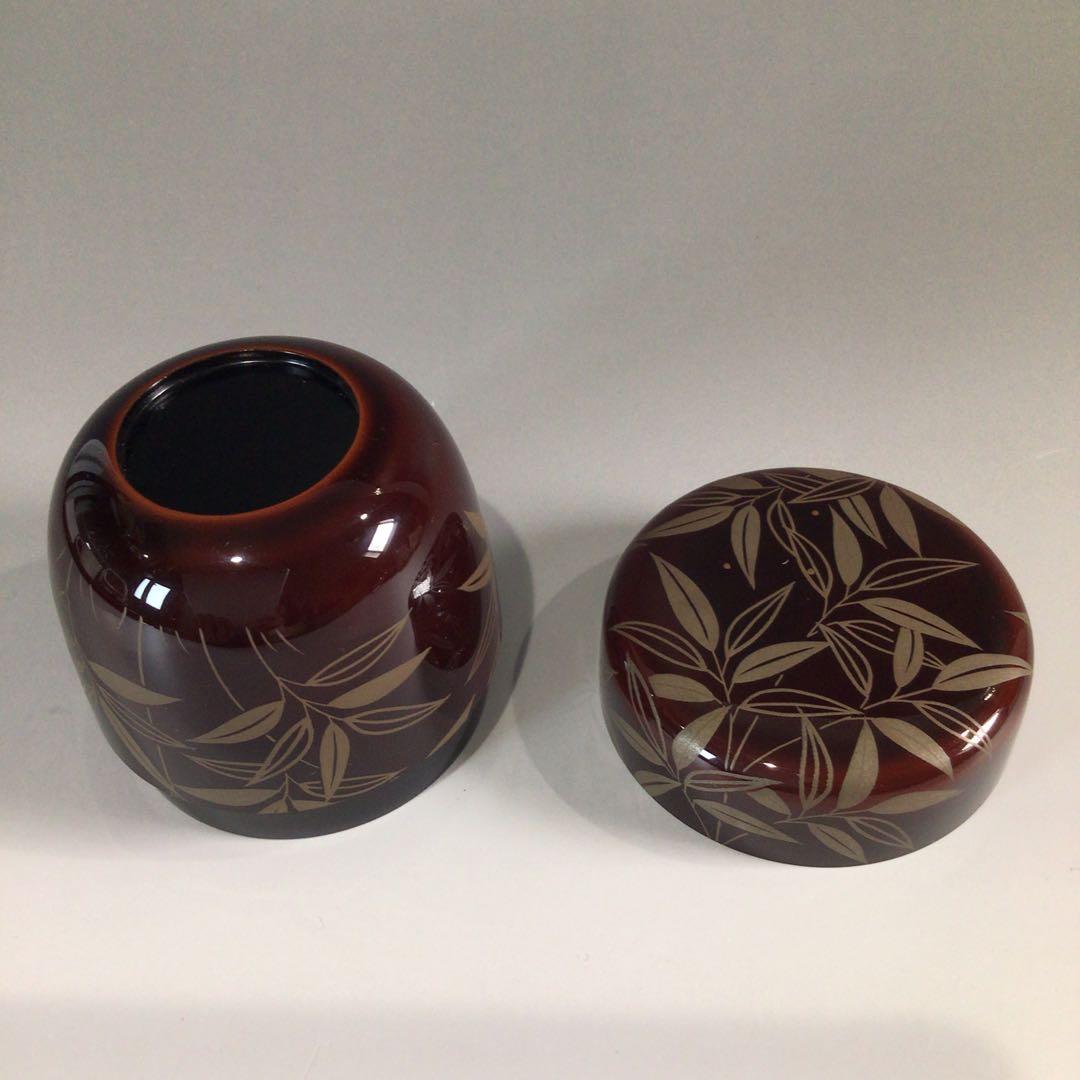 Ｐ６２９　棗　『吉田一峰作』『溜塗』『惺斉好』『笹蒔絵』『中棗』　共箱　茶道具