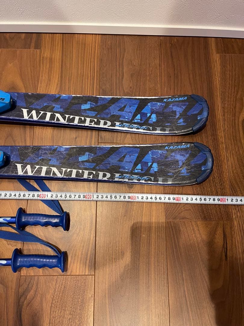 KAZAMA 子供用スキー板117㎝ ブーツ ストック セット ジュニア ブルー