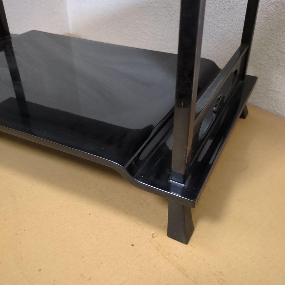 ボス　骨董　飾り台　木製　漆器　真塗　台　二段