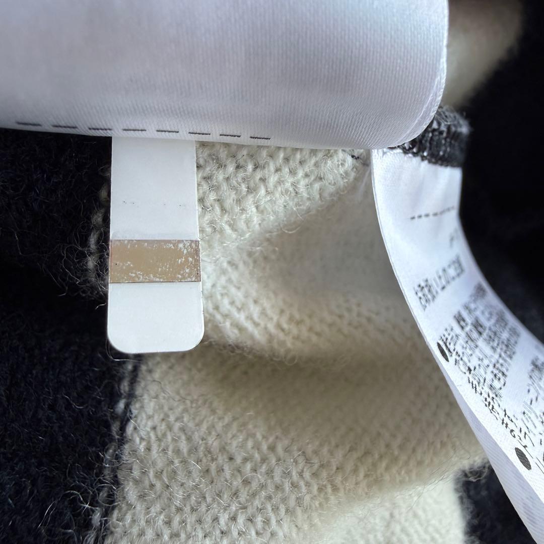 カシミヤ素材　パーリーゲイツ　ニット　XL〜XXL相当　白　紺　ボーダー　6