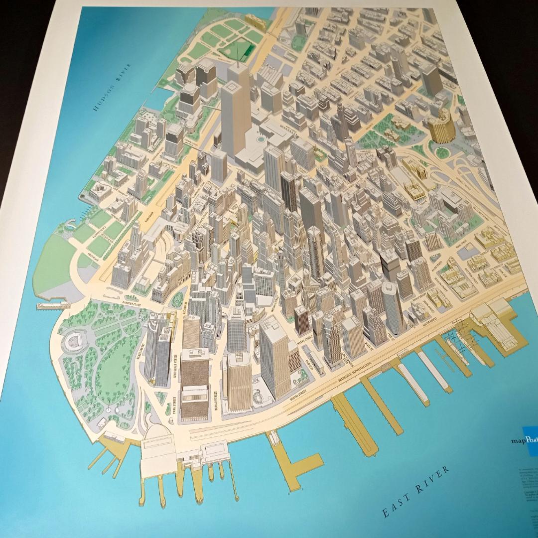 ニューヨーク 地図 マンハッタン ダウンタウン 2001年版 超細密 鳥瞰図