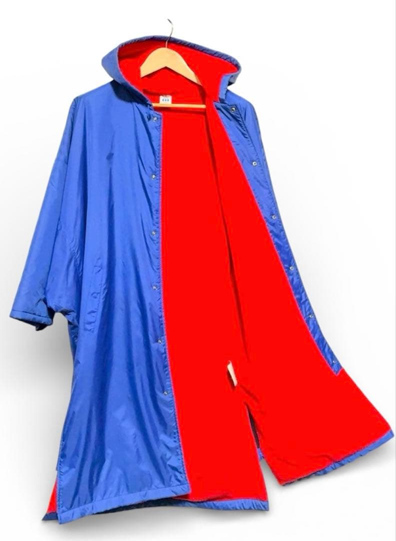 90s adidas ベンチコート ビッグトレフォイル 裏ボア 青 L相当