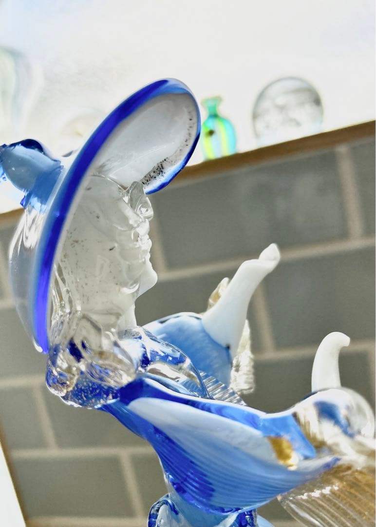 ベネチアン ガラス murano ムラーノ 貴婦人 ドール オブジェ 空色