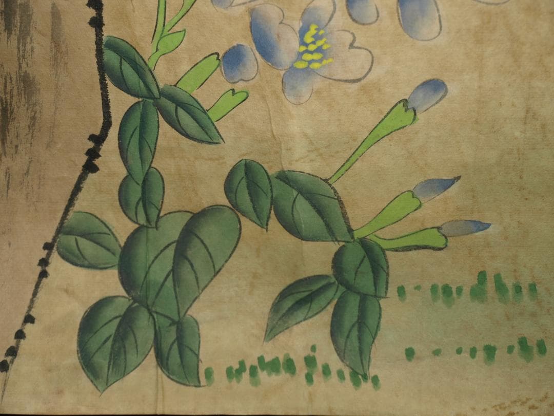 中国古美術 明時代の絵　仇英作　掛け軸　鳥図　骨董品 BD061A12-4