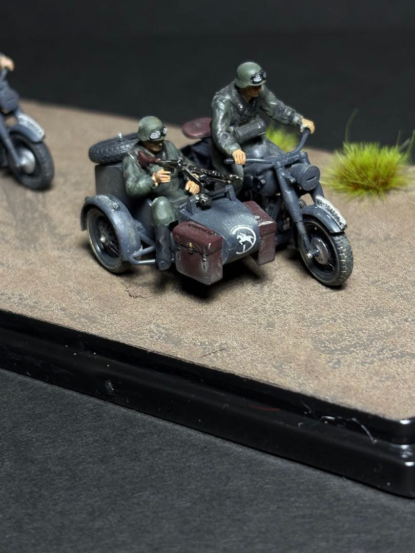 作品No28. ジオラマ1/48 ドイツ陸軍 軍用サイドカー プラモデル完成品