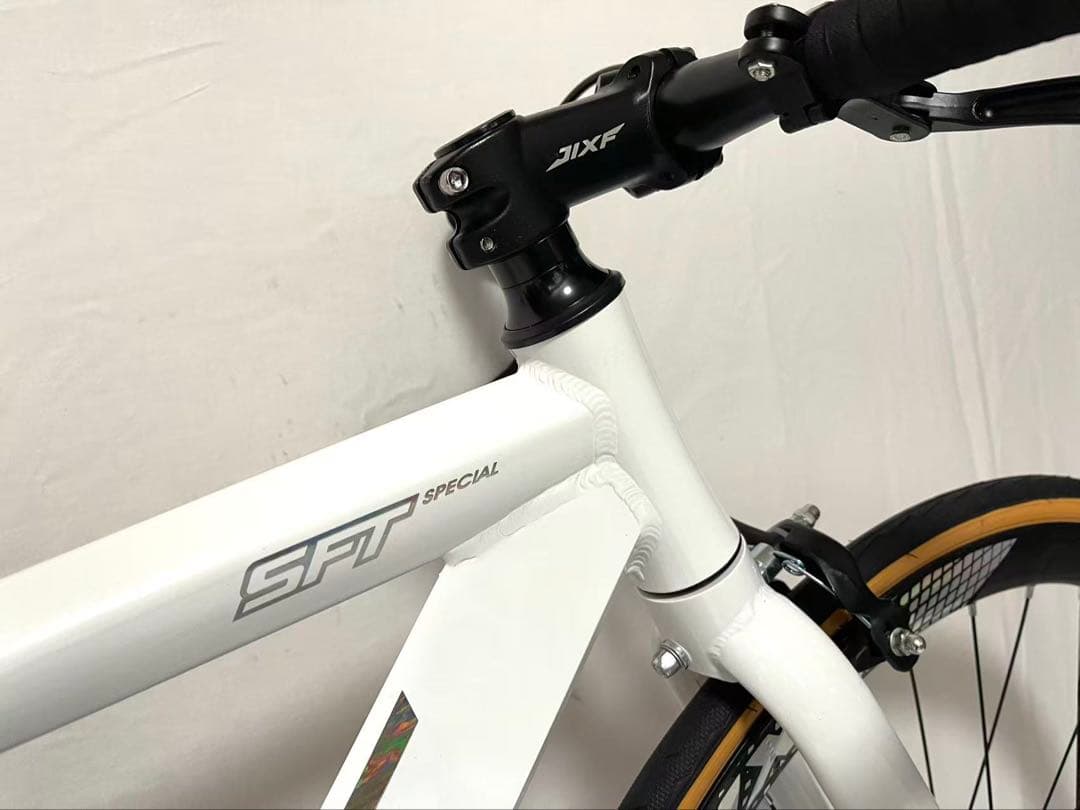 新品・未使用JIXFピストバイクFIXED GEARホワイトフロントブレーキ付