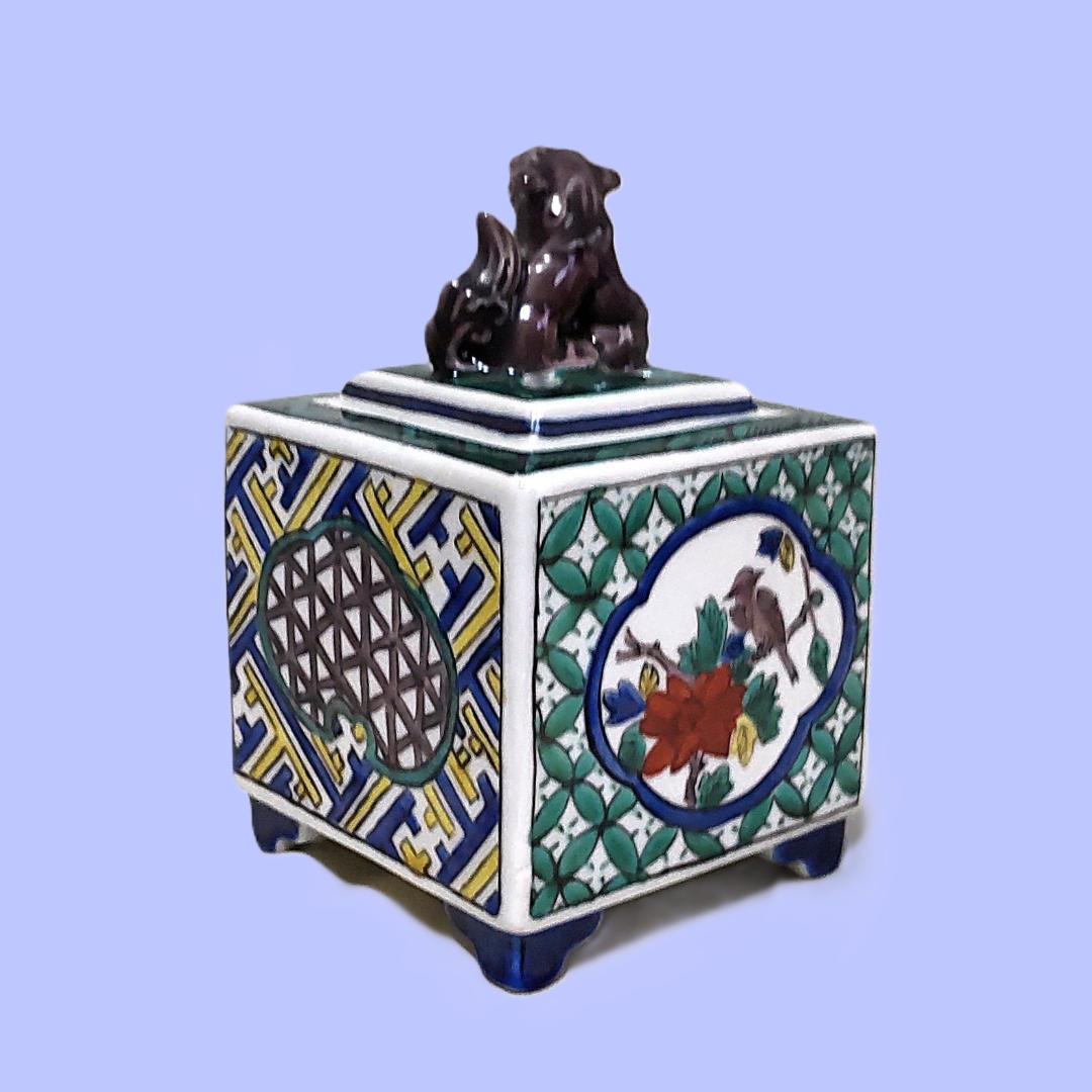 香炉　九谷焼　工芸品　九谷祥月　共箱