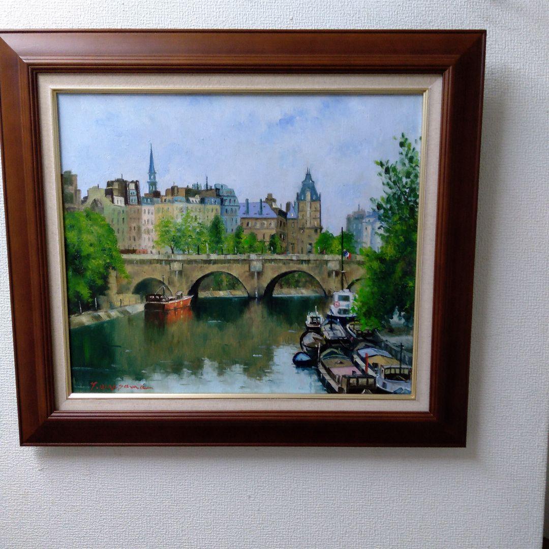 肉質油絵　横　10号　セーヌ川　梅沢民雄　額装仕上げ品
