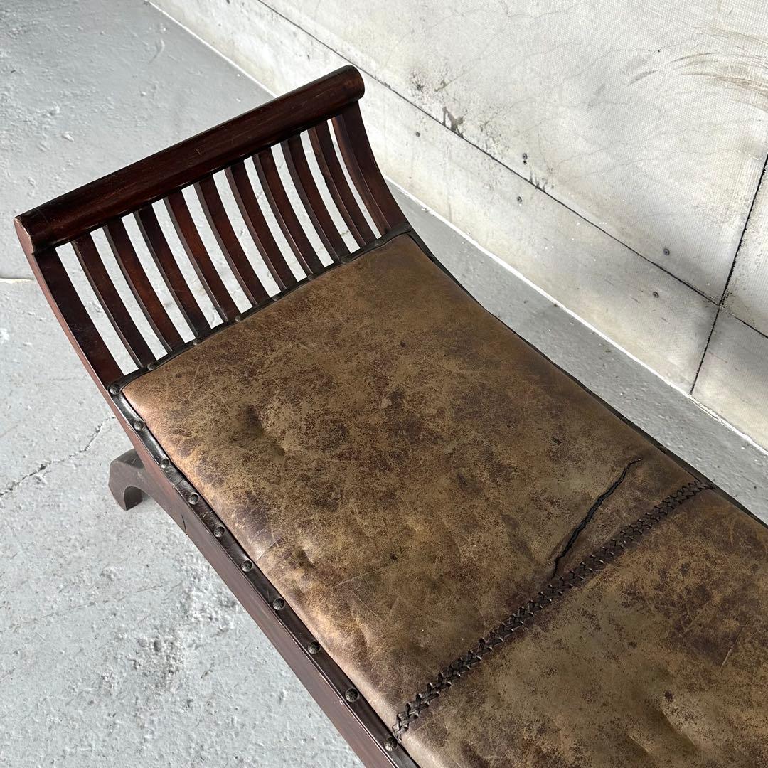 ★カルティニベンチ★ 鉄鋲 本革座面×ウッドフレーム ミッドセンチュリー