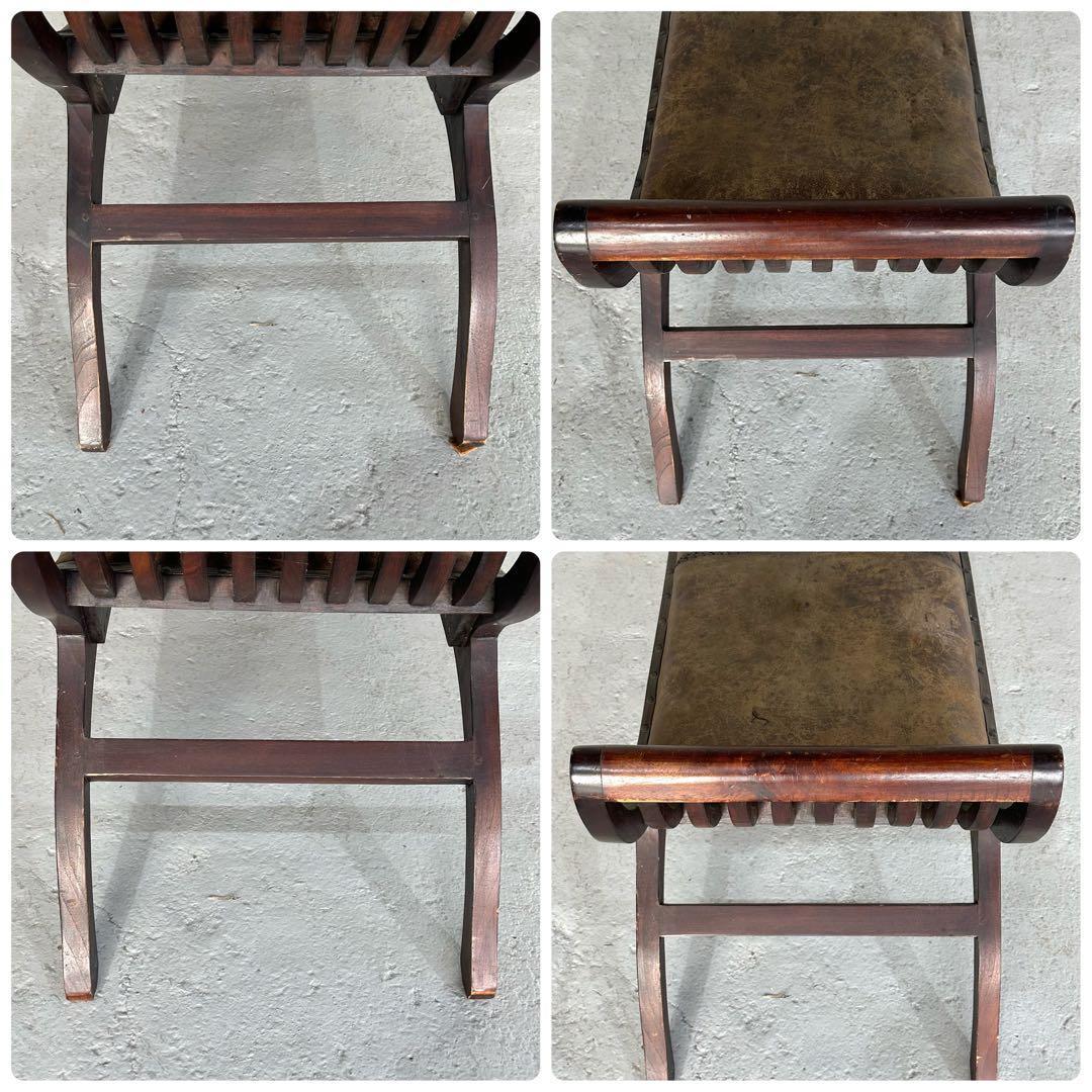 ★カルティニベンチ★ 鉄鋲 本革座面×ウッドフレーム ミッドセンチュリー