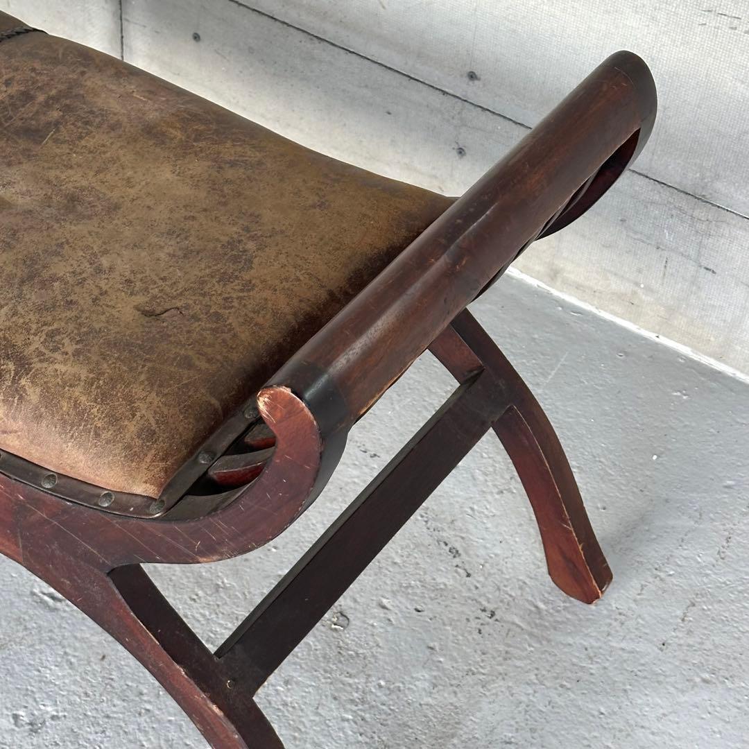 ★カルティニベンチ★ 鉄鋲 本革座面×ウッドフレーム ミッドセンチュリー