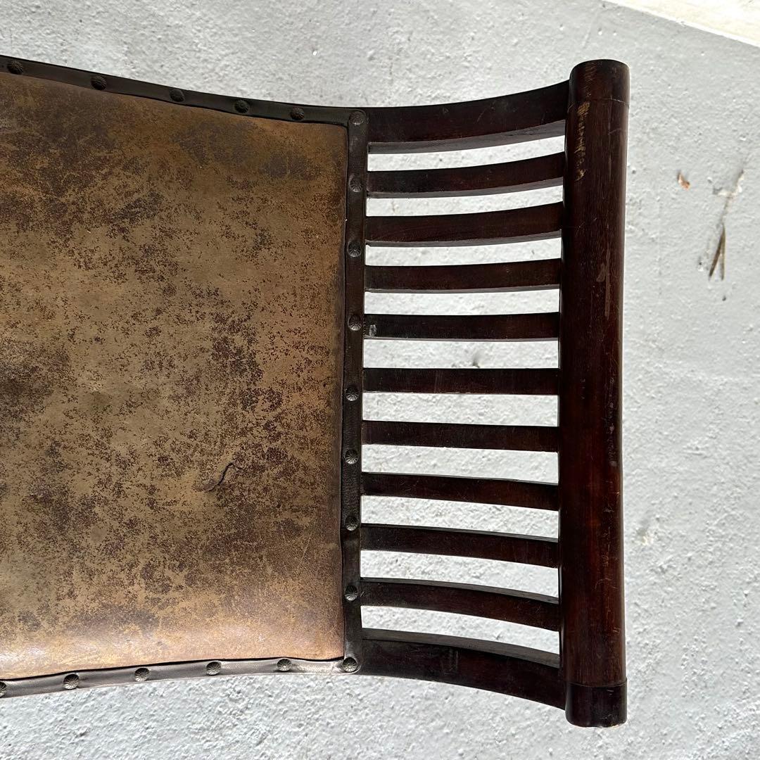 ★カルティニベンチ★ 鉄鋲 本革座面×ウッドフレーム ミッドセンチュリー