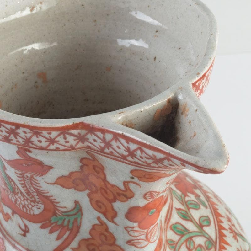 中国　赤絵　神獣花草文　執壷　水注瓶　C　9242A