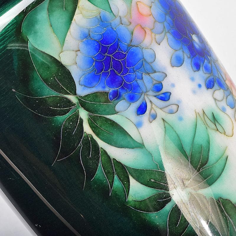 七宝焼　安藤七宝店　透釉　藤文　花瓶　M　R9142