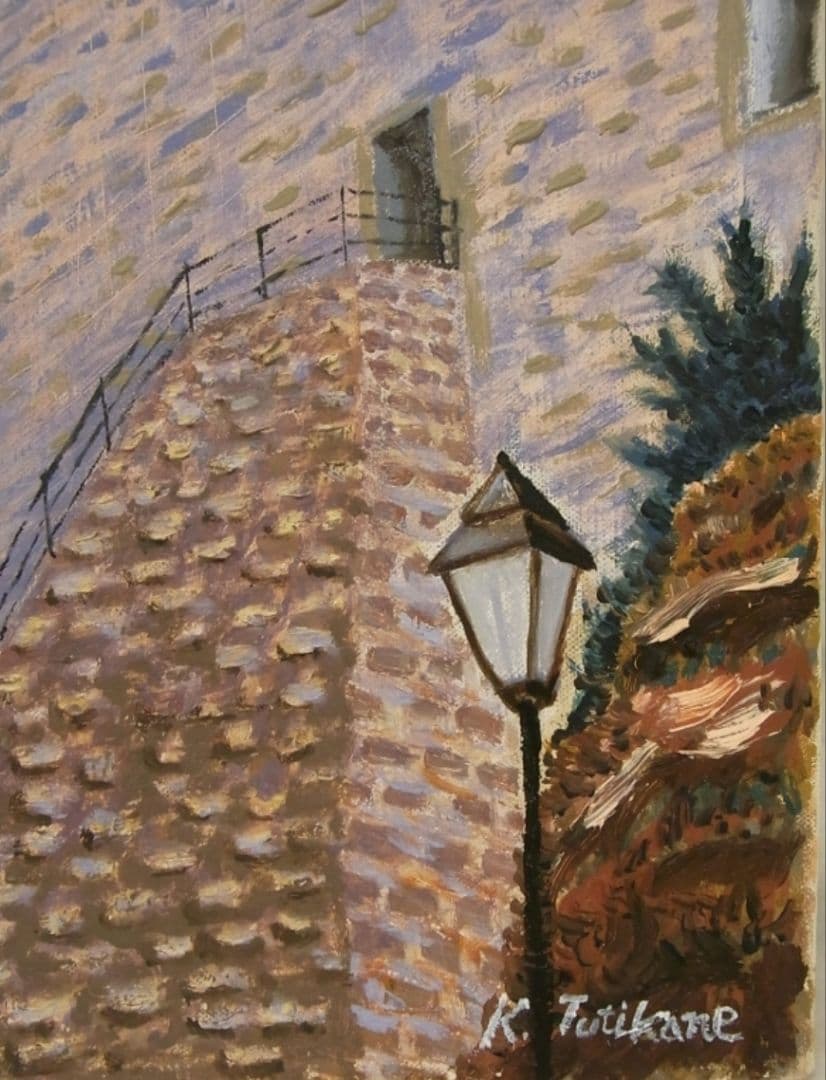 土金賢三 「古城」 油彩 F8 額装