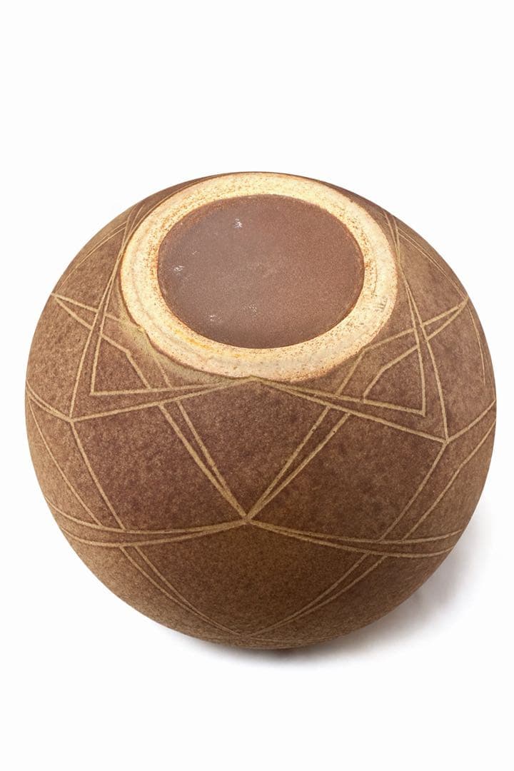 相曾 作 練上手彫紋花瓶 共箱付 作家陶芸 花入