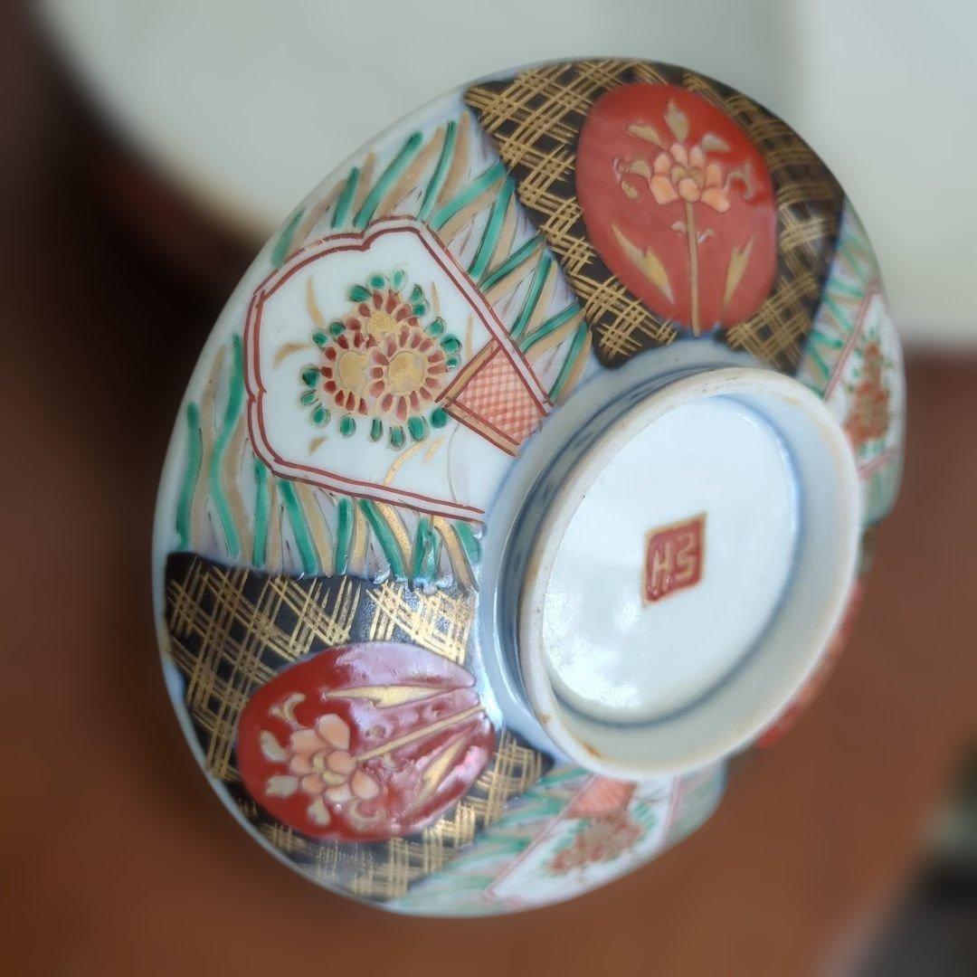 骨董　伊万里　蓋付き　お茶碗　碗　色絵　錦手　アンティーク　5つ〜