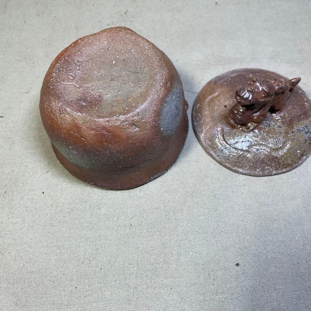 ト*ン様 備前焼　備前手造り龍宝瓶　獅子宝瓶 在銘 ２点セット 煎茶器 急須 煎