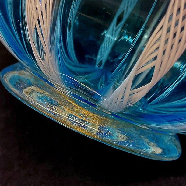 Murano ムラノ 金彩 蓋付き 水色 レース 水差し ピッチャー