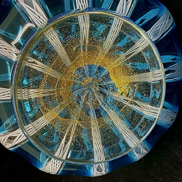 Murano ムラノ 金彩 蓋付き 水色 レース 水差し ピッチャー