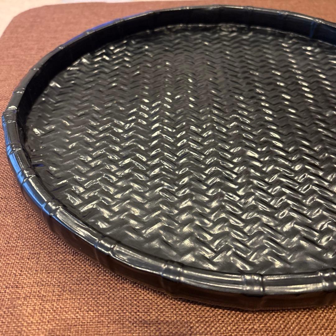 象彦　網代黒塗盆