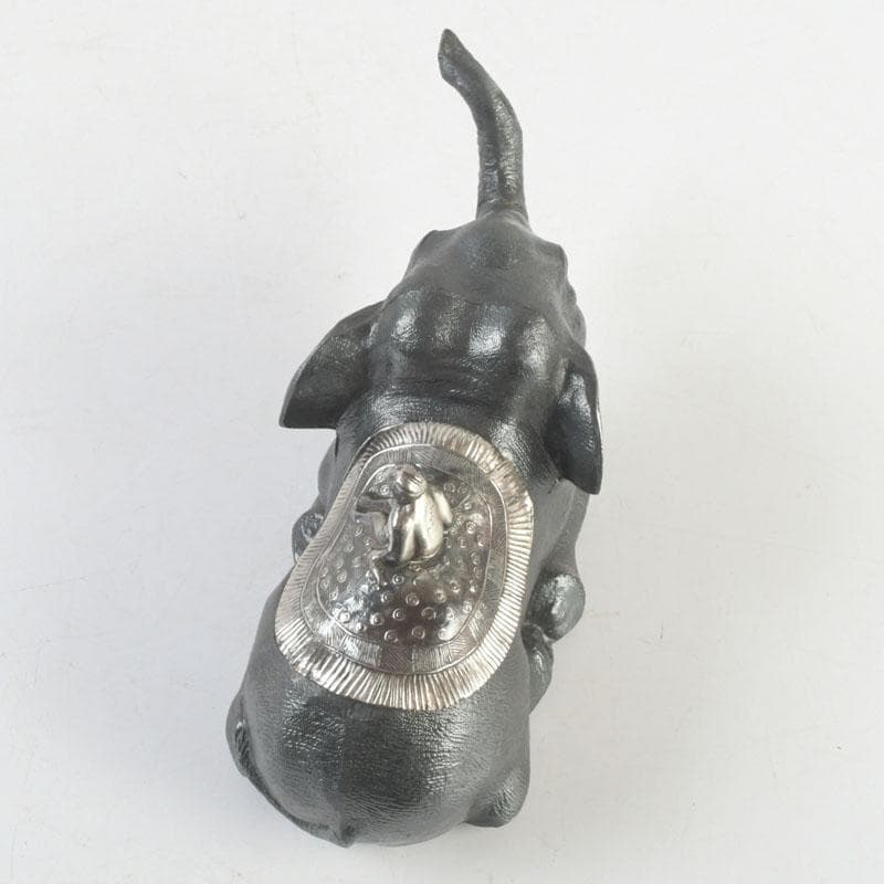 あんちん製　合金　象に人物　インク壷　蓋物　V　9307