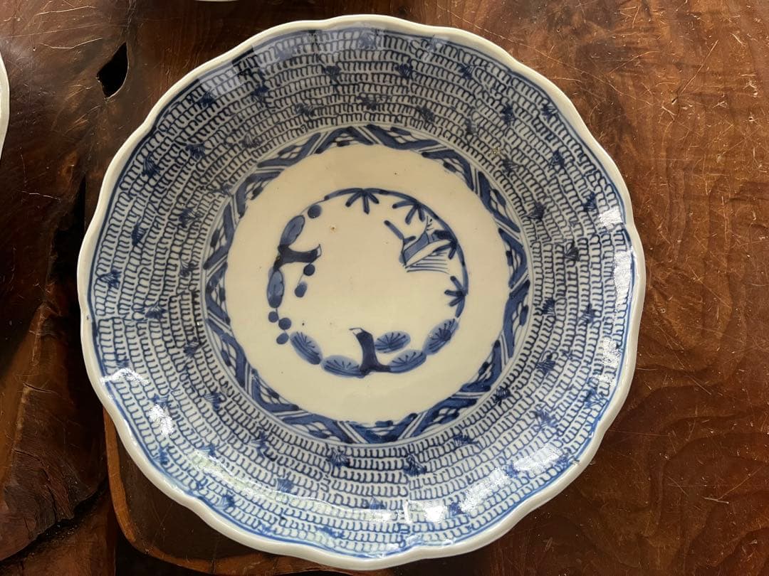 古伊万里　微塵唐草染付７寸3枚セット（太明成化年製）