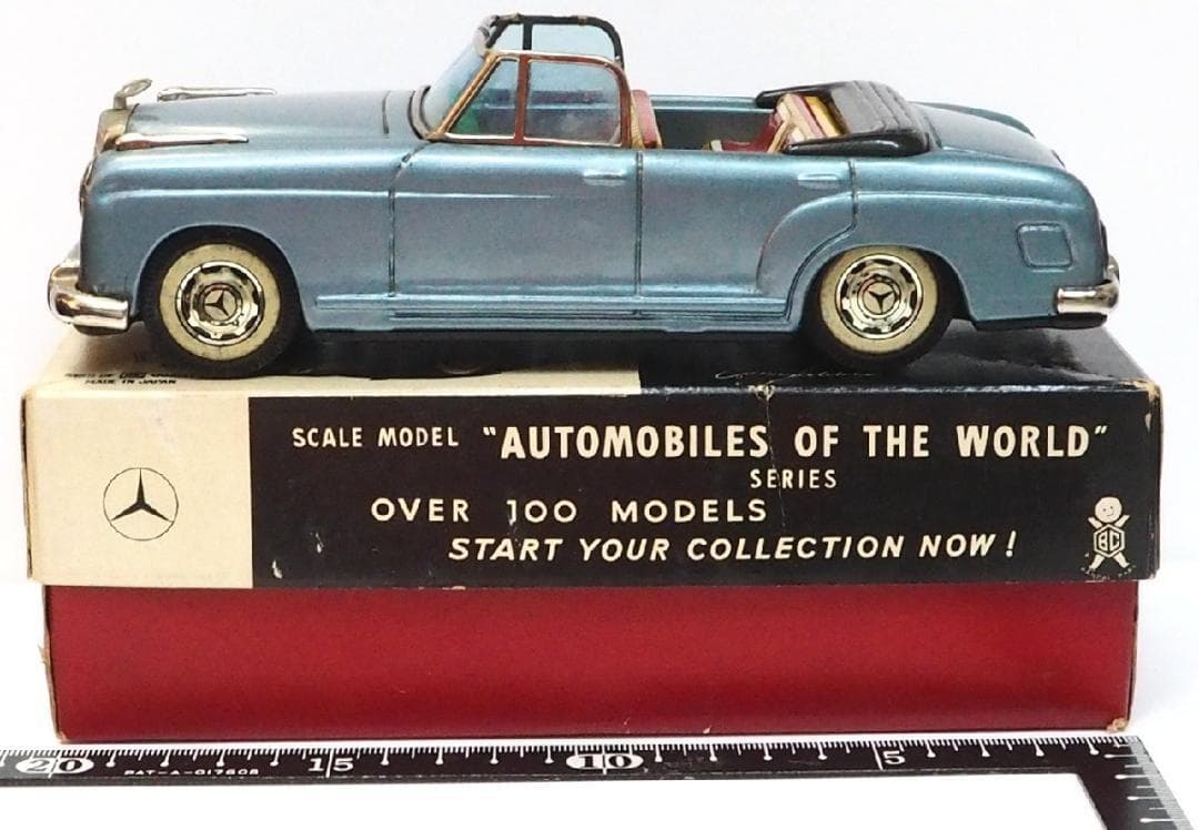 萬代屋【メルセデス ベンツ219コンバーチブル水色】ブリキ【箱付】tin car