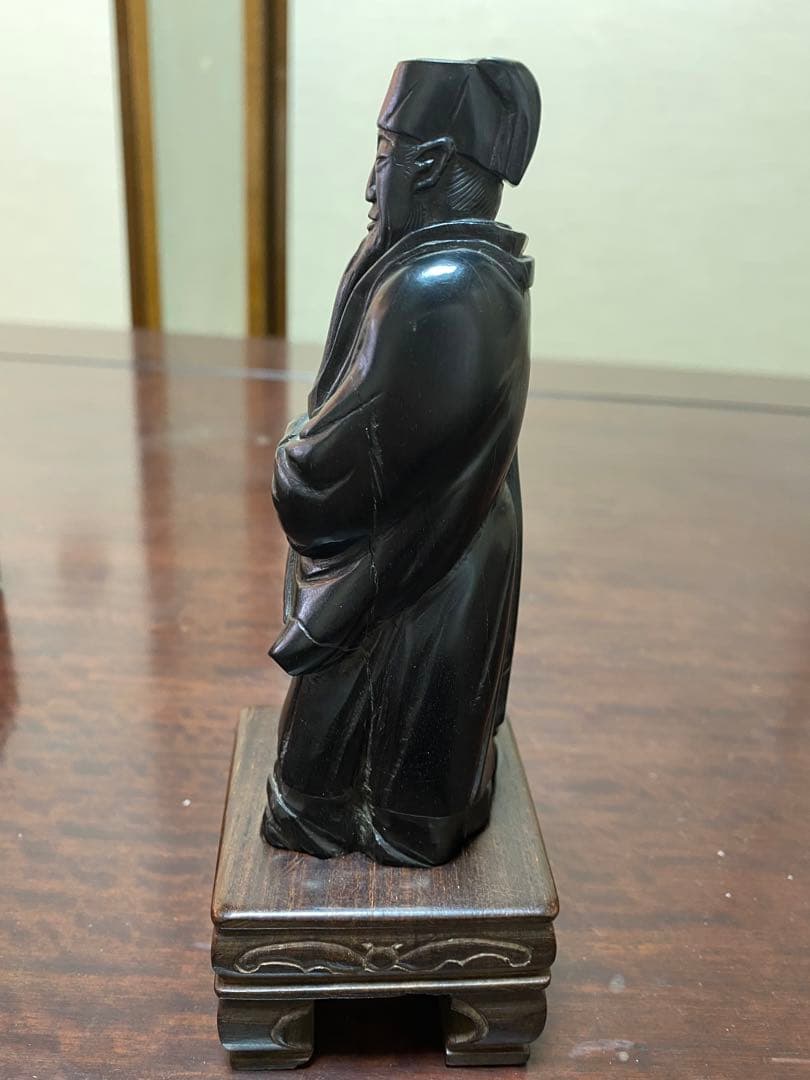 中国　木彫　紫檀　道教　文人