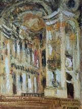 【真作】絵画　油彩8号　ヴィースの教会　ドイツ世界遺産を描く一作　W102