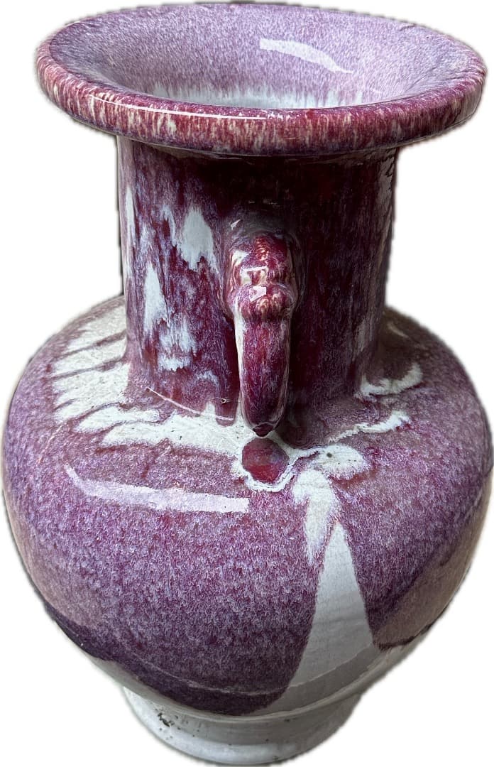 中国古董・ 色絵窯変釉 双耳大花瓶