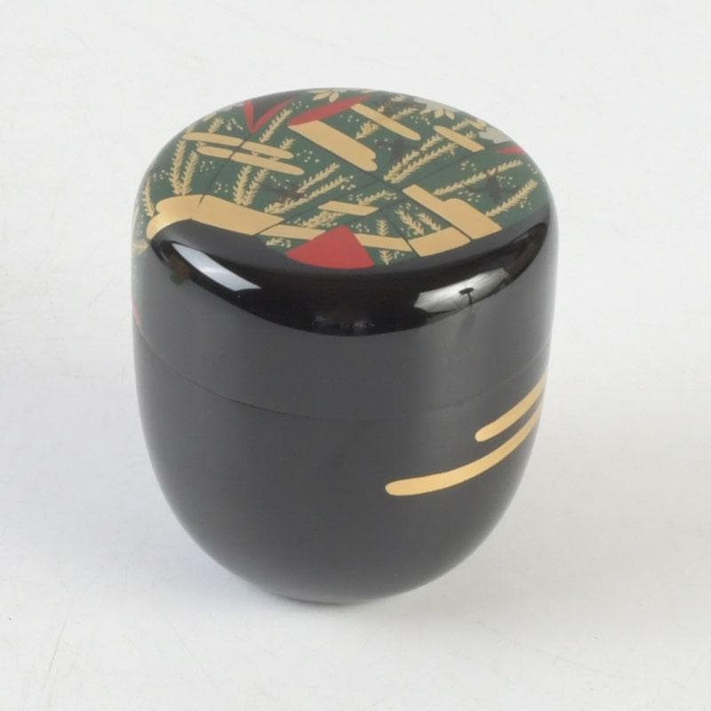 茶道具　加賀蒔絵師　岩倉利慶作　即中斎好写　誰袖蒔絵　中棗　共箱　V　9728