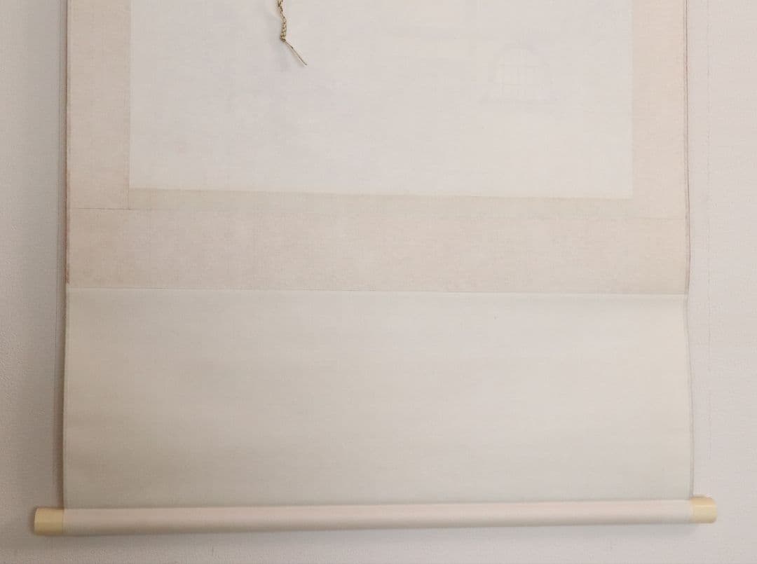 【真作】日本画 宮本昌雄「梅の寺」絹本 掛け軸 木箱 横物 MA434