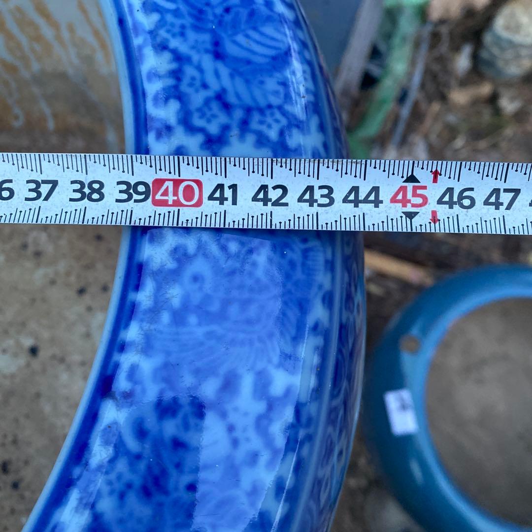 瀬戸火鉢　有田　宝船　宝舟　直径44cm ×高さ31cm 骨董　在銘