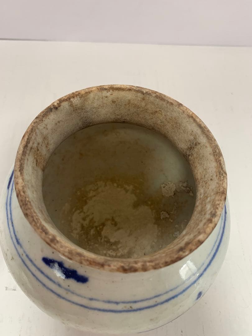 李朝　染付　白磁　壺　韓国美術　送料込み