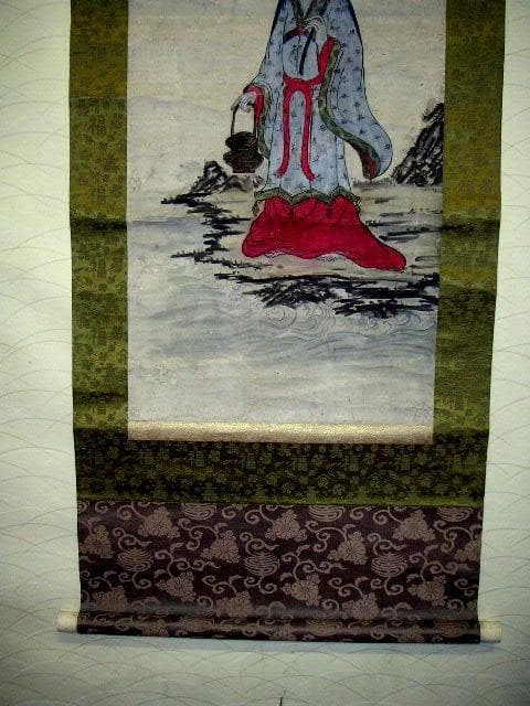 ♥掛軸　 唐土佛法中興　魚籃　観音像　人物　　掛け軸　観音様　骨董品