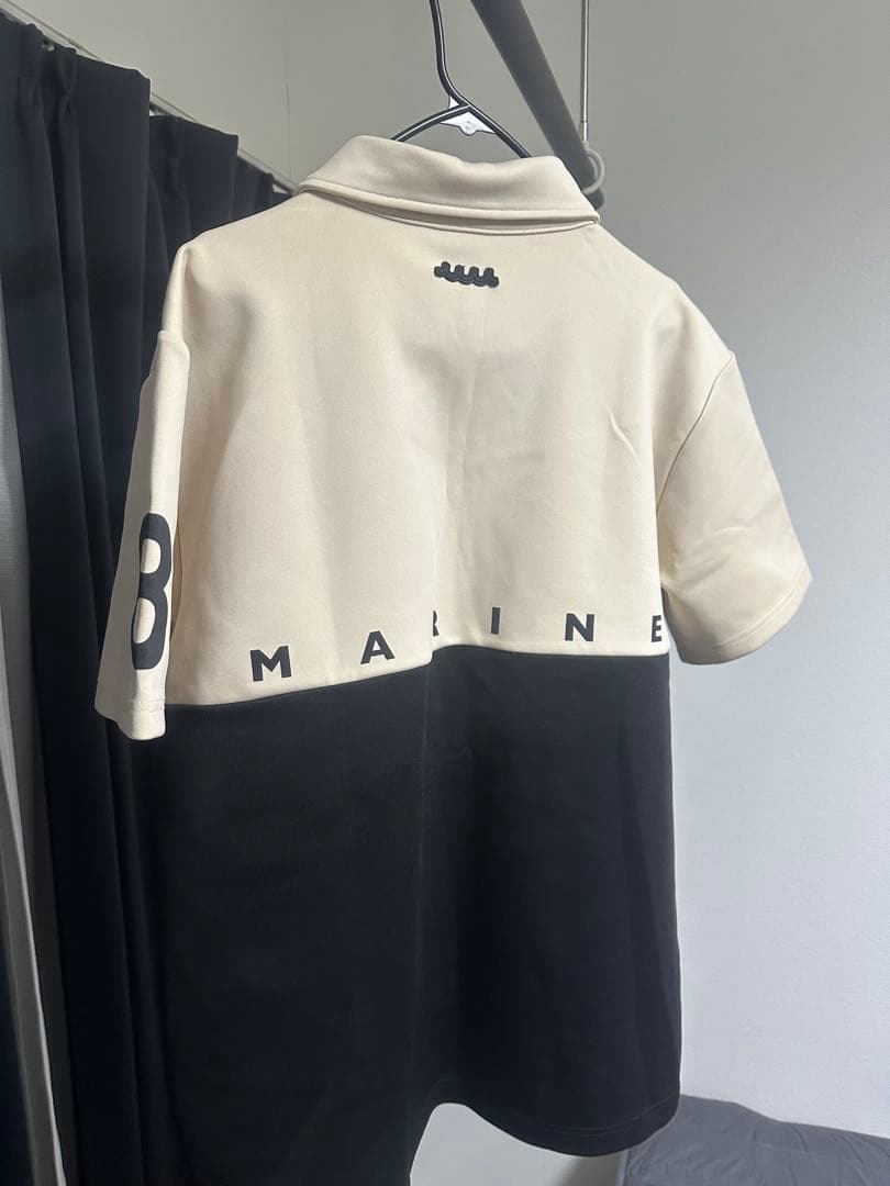 muta バイカラーポロシャツ　ベージュ／ブラック