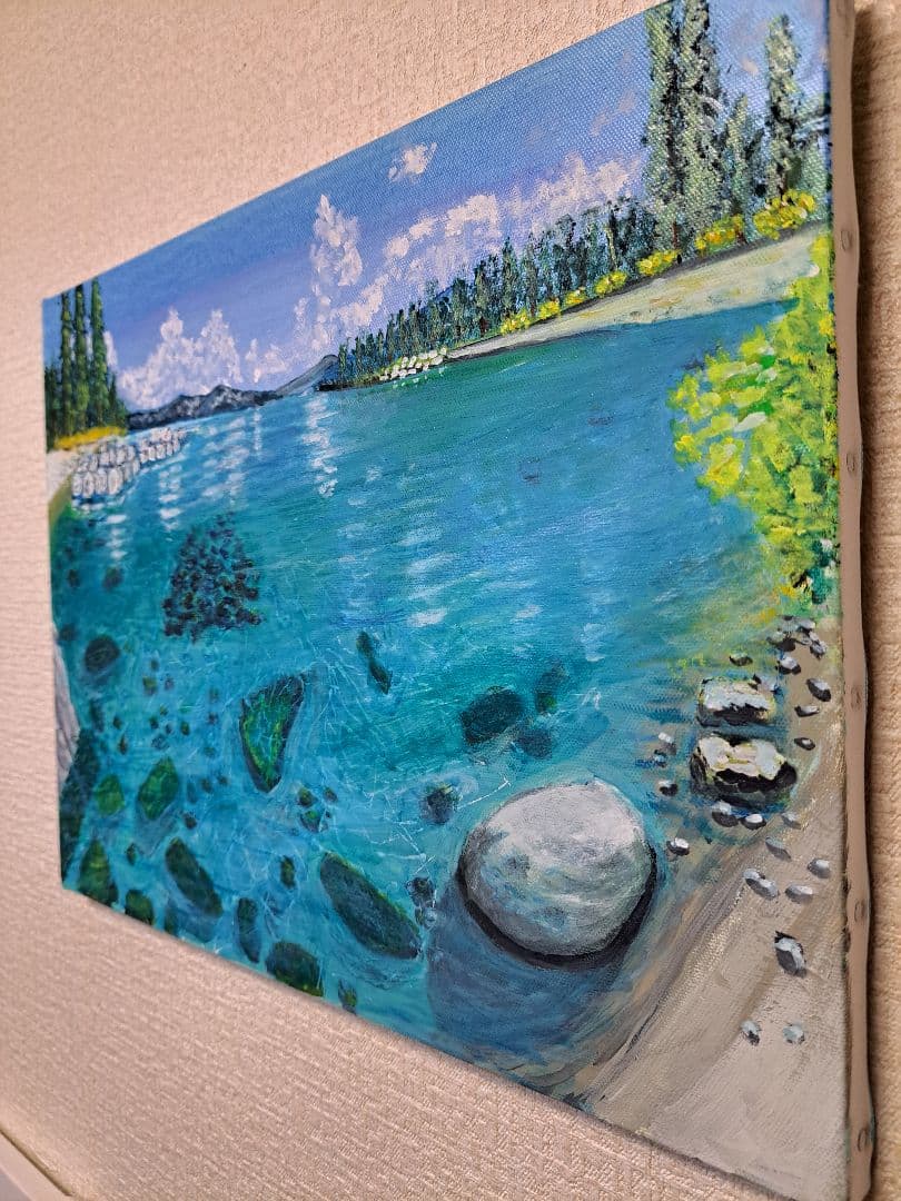 【湖】風景画・絵画・原画・額縁無し