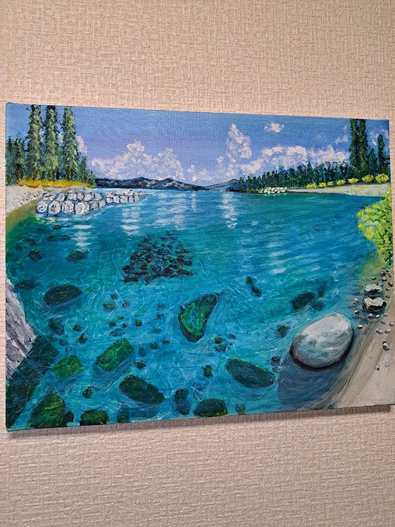 【湖】風景画・絵画・原画・額縁無し